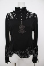 画像1: Rozen Kavalier / レース切替刺繍スタンドカラーブラウス  黒 Y-26-07-27-108-OO-TO-SZ-ZY (1)