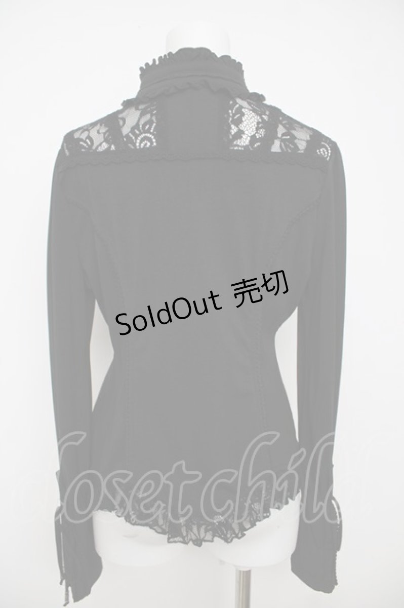 画像2: Rozen Kavalier / レース切替刺繍スタンドカラーブラウス  黒 Y-26-07-27-108-OO-TO-SZ-ZY (2)