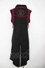 画像2: Ozz oneste / 狐面プリント刺繍スリットチュニック  黒×赤 Y-26-07-27-116-OO-TO-SZ-ZY (2)