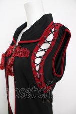 画像3: Ozz oneste / 狐面プリント刺繍スリットチュニック  黒×赤 Y-26-07-27-116-OO-TO-SZ-ZY (3)