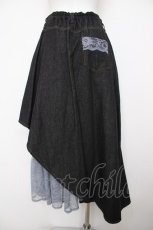 画像2: axes femme POETIQUE / デニム×レースアシメスカート M 黒 Y-26-07-27-138-AX-SK-SZ-ZY (2)