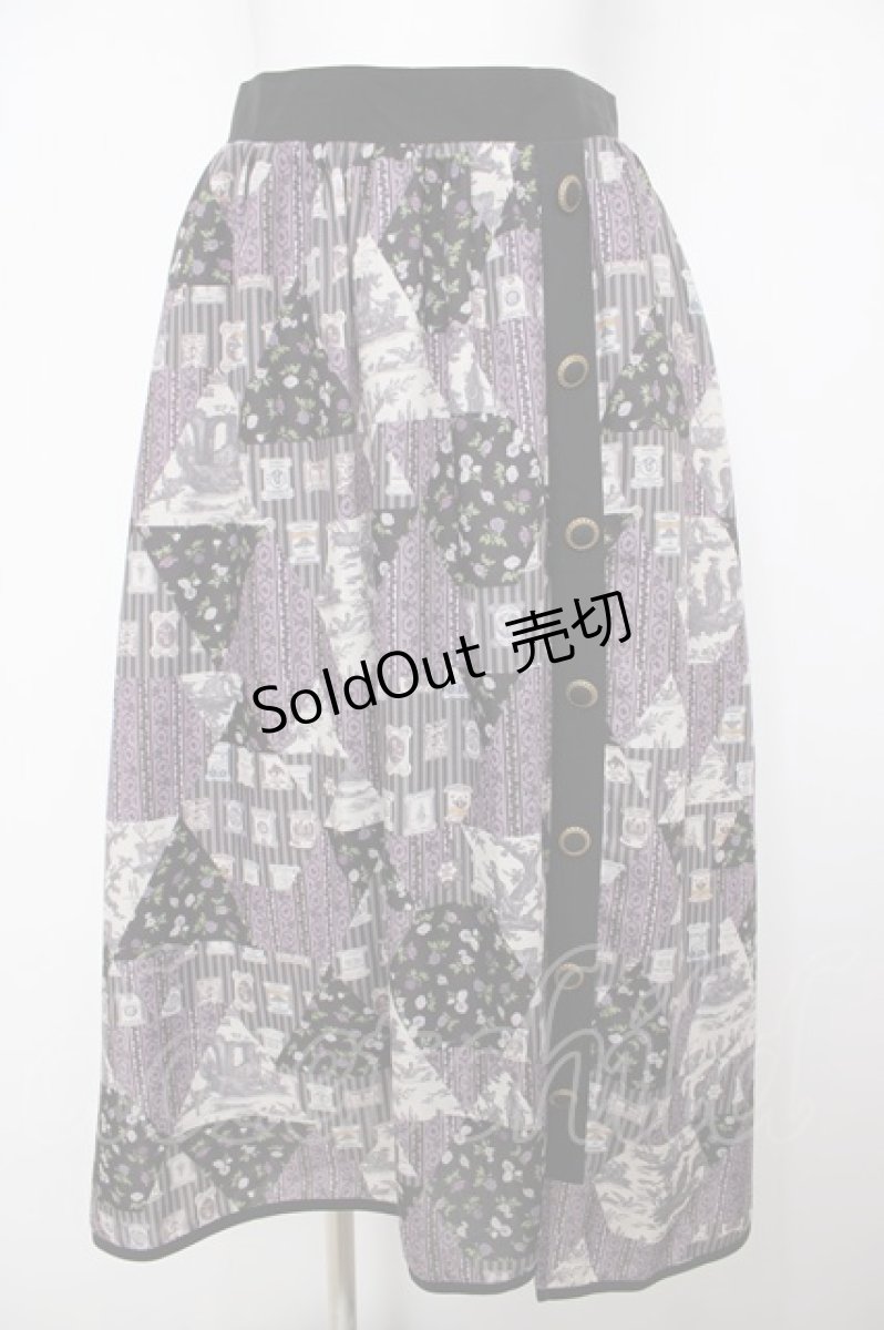 画像1: axes femme / SAJOUパッチワーク柄スカート F パープル Y-26-07-27-139-AX-SK-SZ-ZI (1)