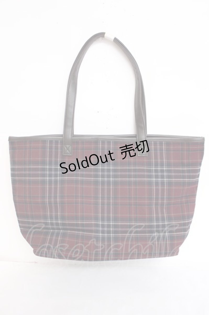 画像2: axes femme / チェックトートバッグ  ワイン Y-26-07-28-044-AX-BG-SZ-ZTK054 (2)
