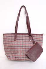 画像1: axes femme / チェック柄トートバッグ  ワイン Y-26-07-28-046-AX-BG-SZ-ZY (1)