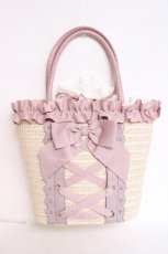 画像1: axes femme POETIQUE / フリルトートバッグ  淡ピンク Y-26-07-28-052-AX-BG-SZ-ZY (1)
