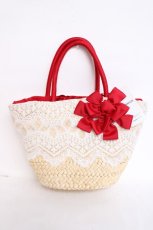 画像1: axes femme / レース×リボンかごバッグ  赤 Y-26-07-28-058-AX-BG-SZ-ZY (1)