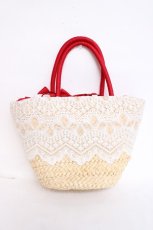 画像2: axes femme / レース×リボンかごバッグ  赤 Y-26-07-28-058-AX-BG-SZ-ZY (2)