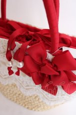 画像3: axes femme / レース×リボンかごバッグ  赤 Y-26-07-28-058-AX-BG-SZ-ZY (3)