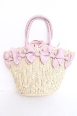 画像1: axes femme POETIQUE / リボン雑材風バッグ  ピンク Y-26-07-28-059-AX-BG-SZ-ZY (1)