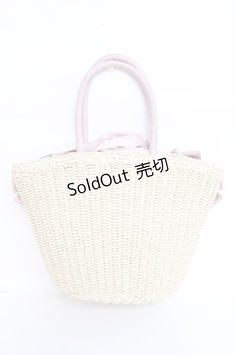 画像2: axes femme POETIQUE / リボン雑材風バッグ  ピンク Y-26-07-28-059-AX-BG-SZ-ZY (2)