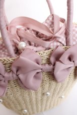 画像3: axes femme POETIQUE / リボン雑材風バッグ  ピンク Y-26-07-28-059-AX-BG-SZ-ZY (3)