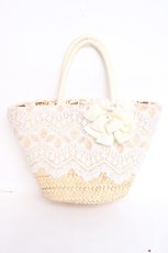 画像1: axes femme / レース×リボンかごバッグ  生成り Y-26-07-28-060-AX-BG-SZ-ZY (1)