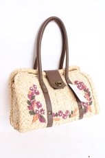画像1: axes femme / 雑材ハンド刺繍バッグ  茶 Y-26-07-28-020-AX-BG-SZ-ZY (1)