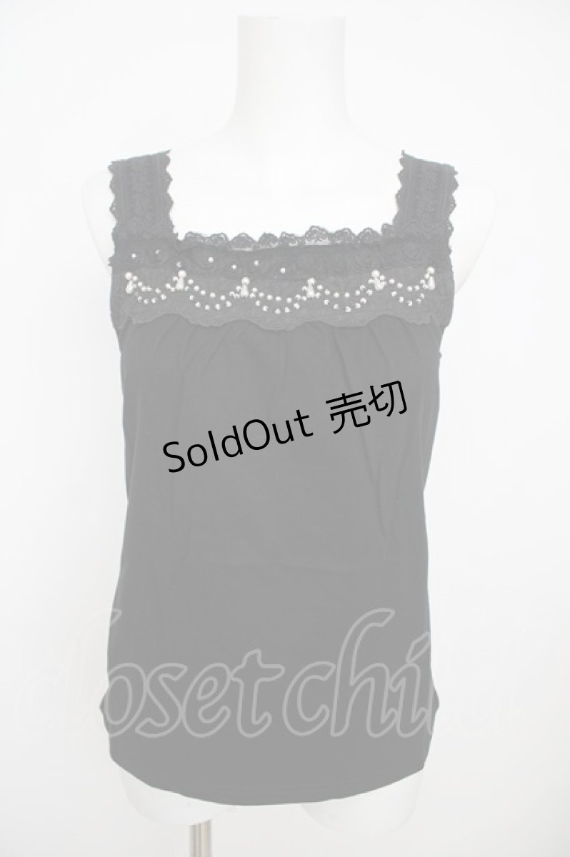画像1: axes femme / シフォンバラ×パールタンク M 黒 Y-26-07-29-059-AX-TO-SZ-ZS (1)