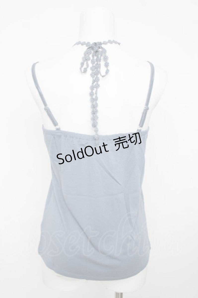 画像2: axes femme / サテン薔薇ホルターキャミ M ブルー Y-26-07-29-063-AX-TO-SZ-ZY (2)