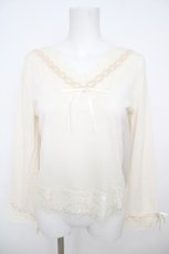 画像1: axes femme / 袖フリルレースインナープルオーバー M キナリ Y-26-07-29-103-AX-TO-SZ-ZY (1)