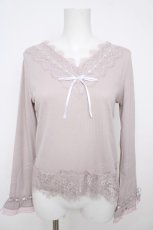 画像1: axes femme / 袖フリルレースインナープルオーバー M ラベンダー Y-26-07-29-107-AX-TO-SZ-ZY (1)