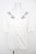 画像1: axes femme / ローズ刺繍カットカーディガン M 白 Y-26-07-29-119-AX-TO-SZ-ZY (1)