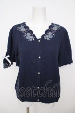 画像1: axes femme / ローズ刺繍カットカーディガン M 紺 Y-26-07-29-120-AX-TO-SZ-ZY (1)