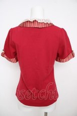画像2: axes femme / ストライプ切り替えポロシャツ M アカ Y-26-07-29-127-AX-TO-SZ-ZY (2)