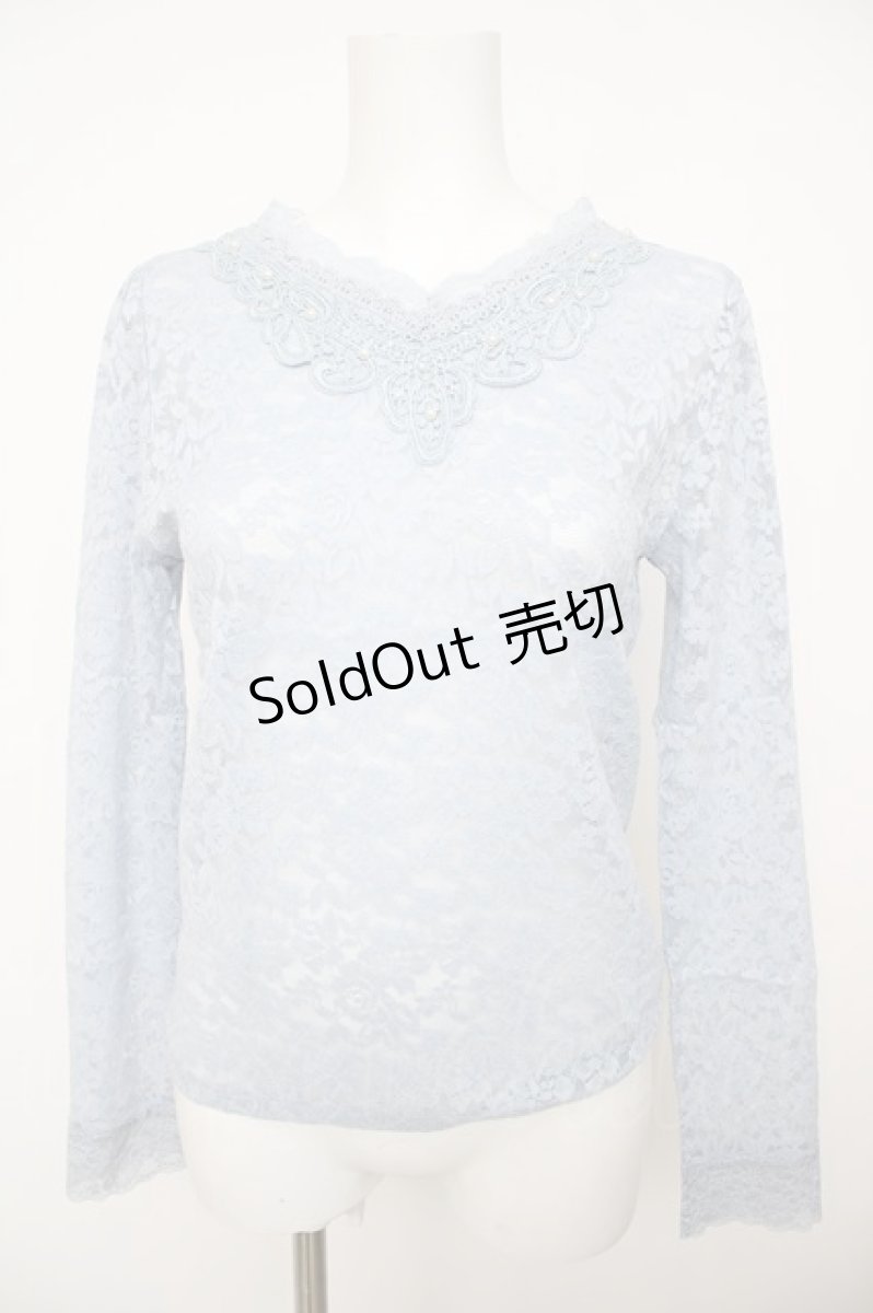 画像1: axes femme / 総レースプルオーバー M サックス Y-26-07-29-150-AX-TO-SZ-ZS (1)