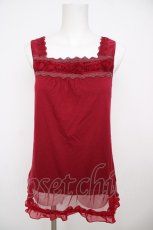 画像1: axes femme / 裾チュールフラワーモチーフタンク M アカ Y-26-07-29-023-AX-TO-SZ-ZY (1)