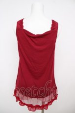 画像2: axes femme / 裾チュールフラワーモチーフタンク M アカ Y-26-07-29-023-AX-TO-SZ-ZY (2)