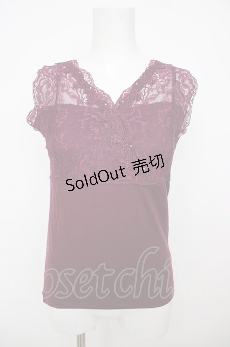 画像1: axes femme / レース重ねタンクトップ M ワイン Y-26-07-29-035-AX-TO-SZ-ZI (1)