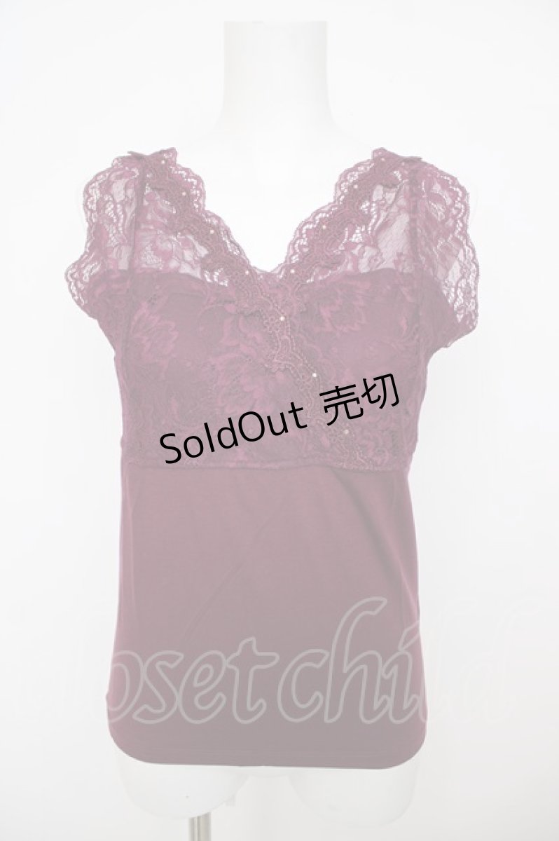 画像1: axes femme / レース重ねタンクトップ M ワイン Y-26-07-29-036-AX-TO-SZ-ZS (1)