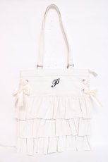 画像1: axes femme POETIQUE / 合皮フリルトートバック  白 Y-26-07-31-057-AX-BG-SZ-ZY (1)