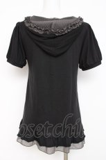 画像2: axes femme / レースアップ半袖プルオーバー M こげ茶 Y-26-07-31-081-AX-BL-SZ-ZY (2)