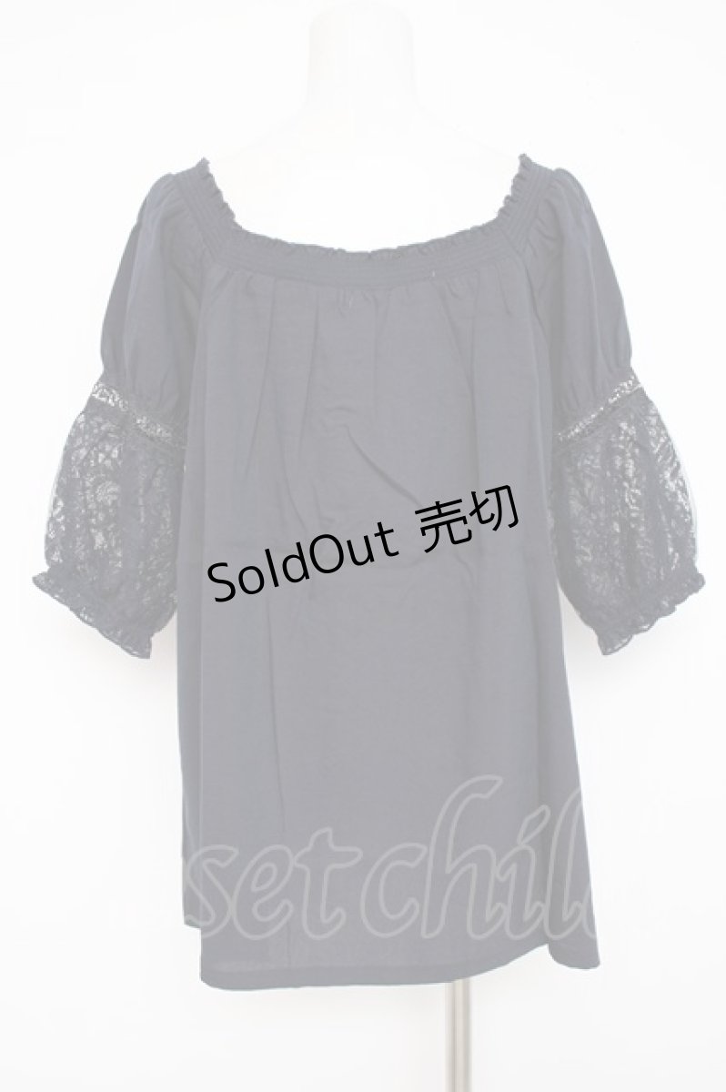 画像2: axes femme / 袖レース2WAYブラウス M 紺 Y-26-07-31-097-AX-BL-SZ-ZT754 (2)