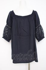 画像2: axes femme / 袖レース2WAYブラウス M 紺 Y-26-07-31-097-AX-BL-SZ-ZY (2)