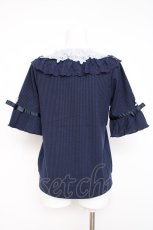 画像2: axes femme / 透けローズレースカットカーデ M 紺 Y-26-07-31-104-AX-TO-SZ-ZY (2)