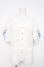 画像1: axes femme / すずらん刺繍半袖ニットカーディガン M 白 Y-26-07-31-106-AX-TO-SZ-ZY (1)