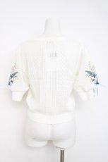 画像2: axes femme / すずらん刺繍半袖ニットカーディガン M 白 Y-26-07-31-106-AX-TO-SZ-ZY (2)