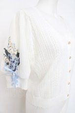 画像3: axes femme / すずらん刺繍半袖ニットカーディガン M 白 Y-26-07-31-106-AX-TO-SZ-ZY (3)