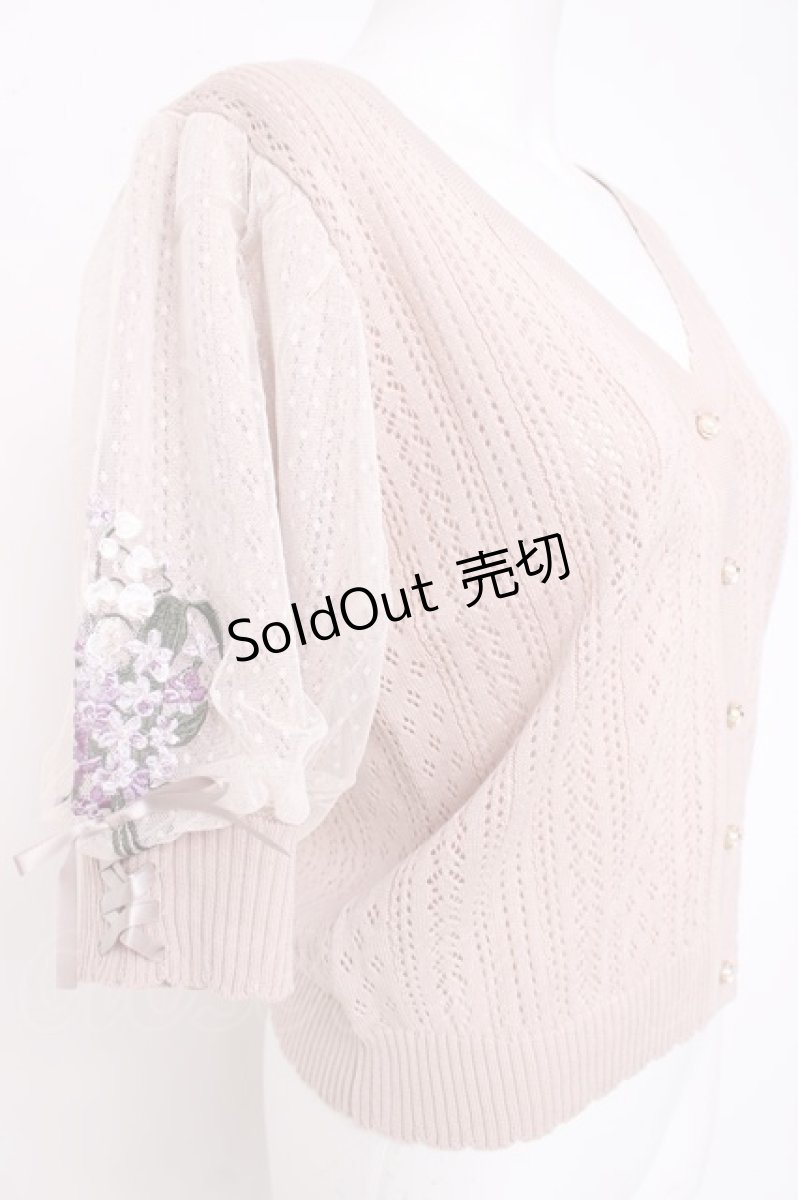 画像3: axes femme / すずらん刺繍半袖ニットカーディガン M 淡ピンク Y-26-07-31-107-AX-TO-SZ-ZY (3)