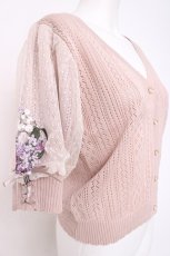 画像3: axes femme / すずらん刺繍半袖ニットカーディガン M 淡ピンク Y-26-07-31-107-AX-TO-SZ-ZY (3)