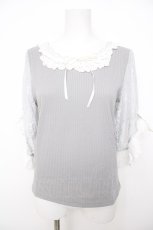 画像1: axes femme / レース重ね袖チュールプルオーバー M サックス Y-26-07-31-124-AX-TO-SZ-ZY (1)
