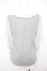 画像2: axes femme / レース重ね袖チュールプルオーバー M サックス Y-26-07-31-124-AX-TO-SZ-ZY (2)