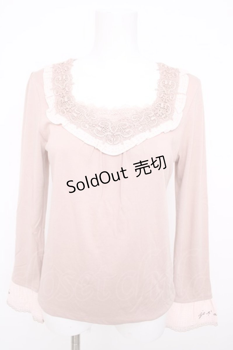 画像1: axes femme / レース配色カットソー M アワピンク Y-26-07-31-130-AX-TO-SZ-ZY (1)