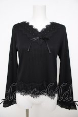 画像1: axes femme / 袖フリルレースインナープルオーバー M クロ Y-26-07-31-134-AX-TO-SZ-ZY (1)