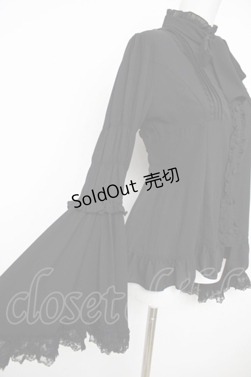 画像3: ATELIER PIERROT / スタンドカラー姫袖ブラウス  黒 Y-26-07-31-142-EL-BL-SZ-ZY (3)