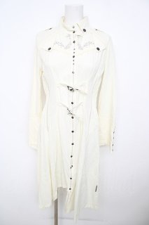 OZZ CROCE オッズクローチェ 総柄シースルー長袖シャツ Ozz Croce / フロントダブルベルト長袖シャツワンピース オフシロ Y-26