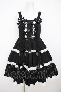 Angelic Pretty / 肩リボンジャンパースカート 黒×白 Y-26-07-31-179