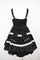 画像2: Angelic Pretty / 肩リボンジャンパースカート  黒×白 Y-26-07-31-179-AP-OP-SZ-ZY (2)