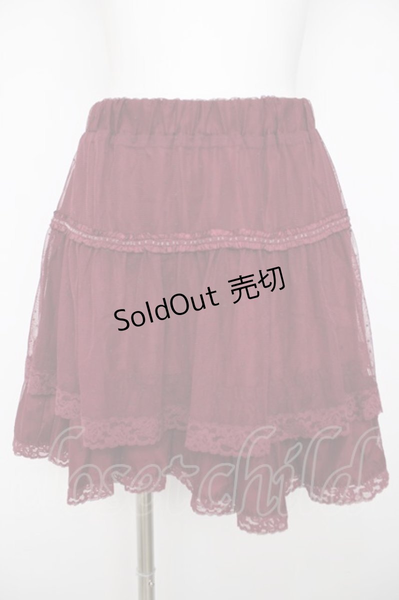 画像1: axes femme / ドットフロッキーチュールスカート M ワイン Y-26-07-31-240-AX-SK-SZ-ZY (1)