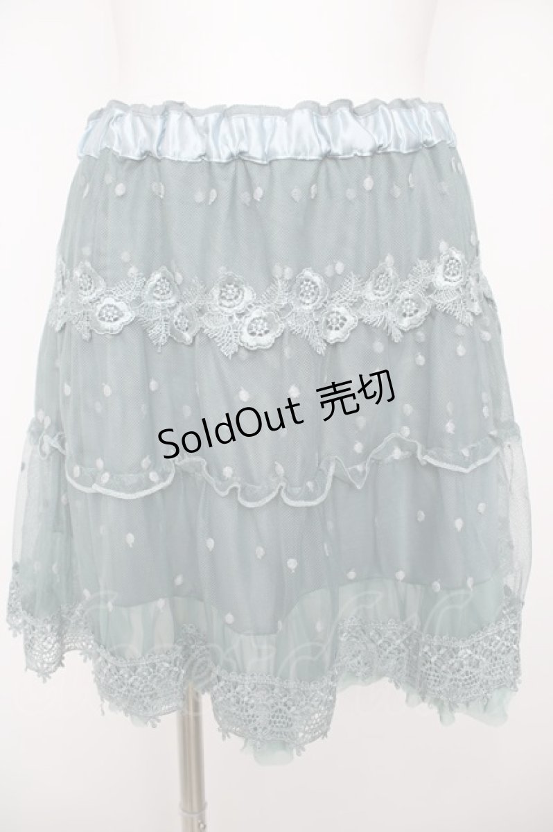 画像1: axes femme / レーシーミニスカート M ブルー Y-26-07-31-242-AX-SK-SZ-ZY (1)