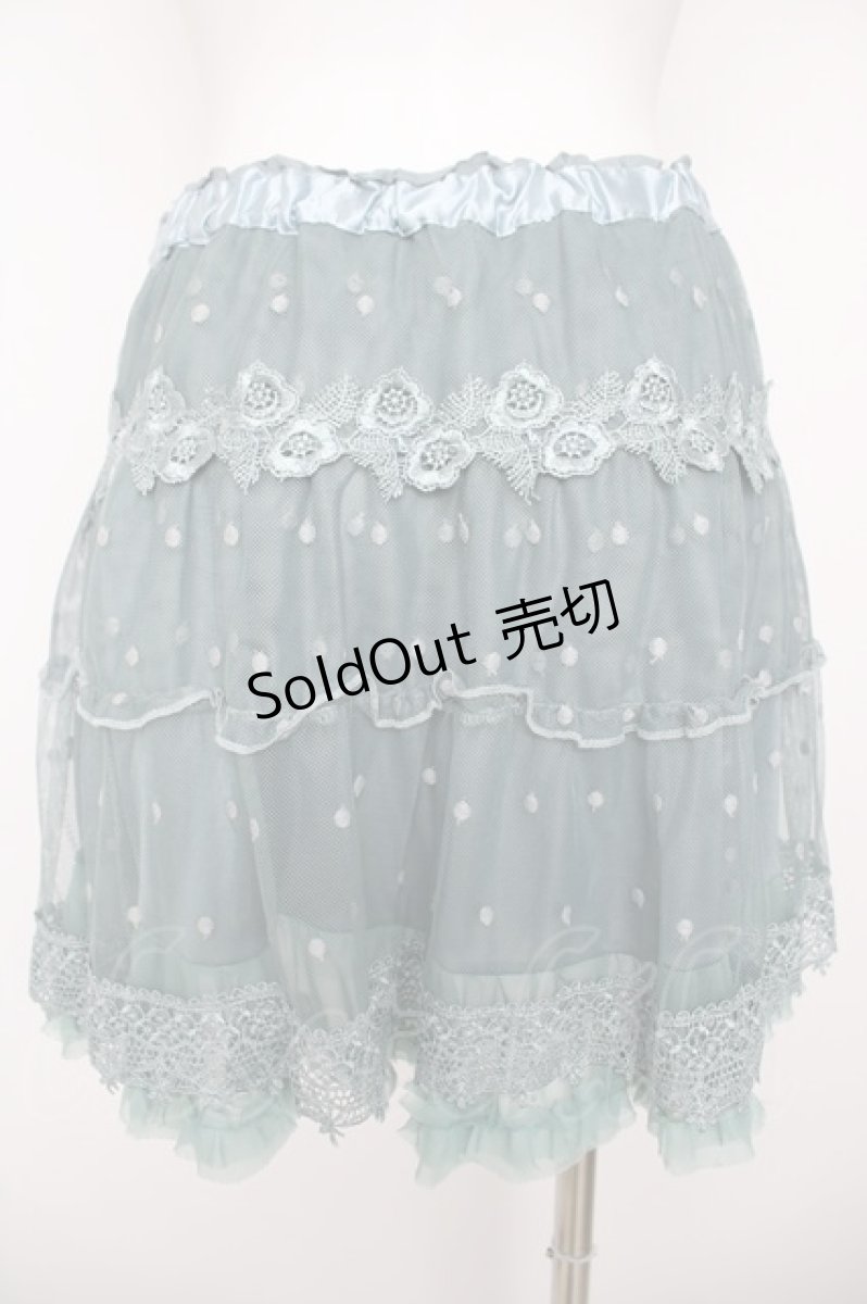 画像2: axes femme / レーシーミニスカート M ブルー Y-26-07-31-242-AX-SK-SZ-ZY (2)